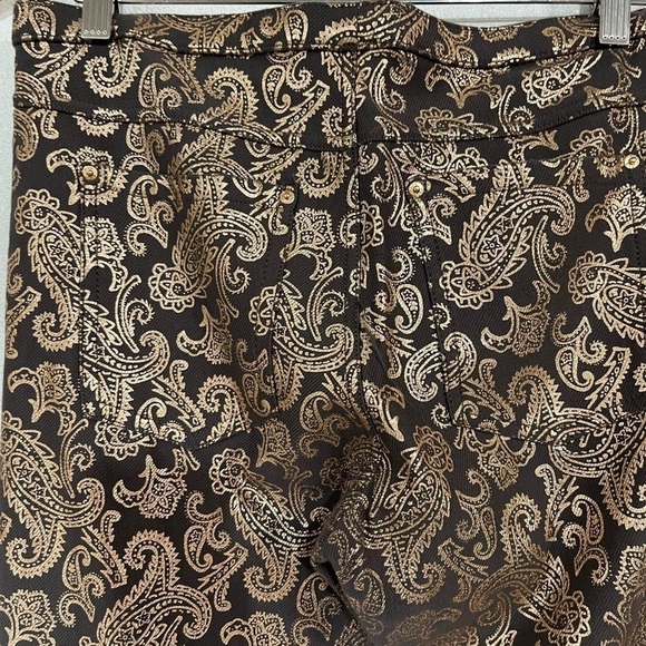 Hue  shimmer metallic, print, rose gold leggings NWOT - Picture 4 of 6